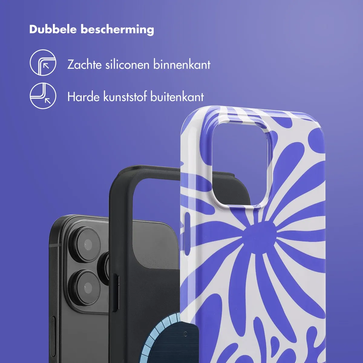 Selencia Hoesje iPhone 16 Pro Max Modern Bloom Sapphire Blue - MagSafe