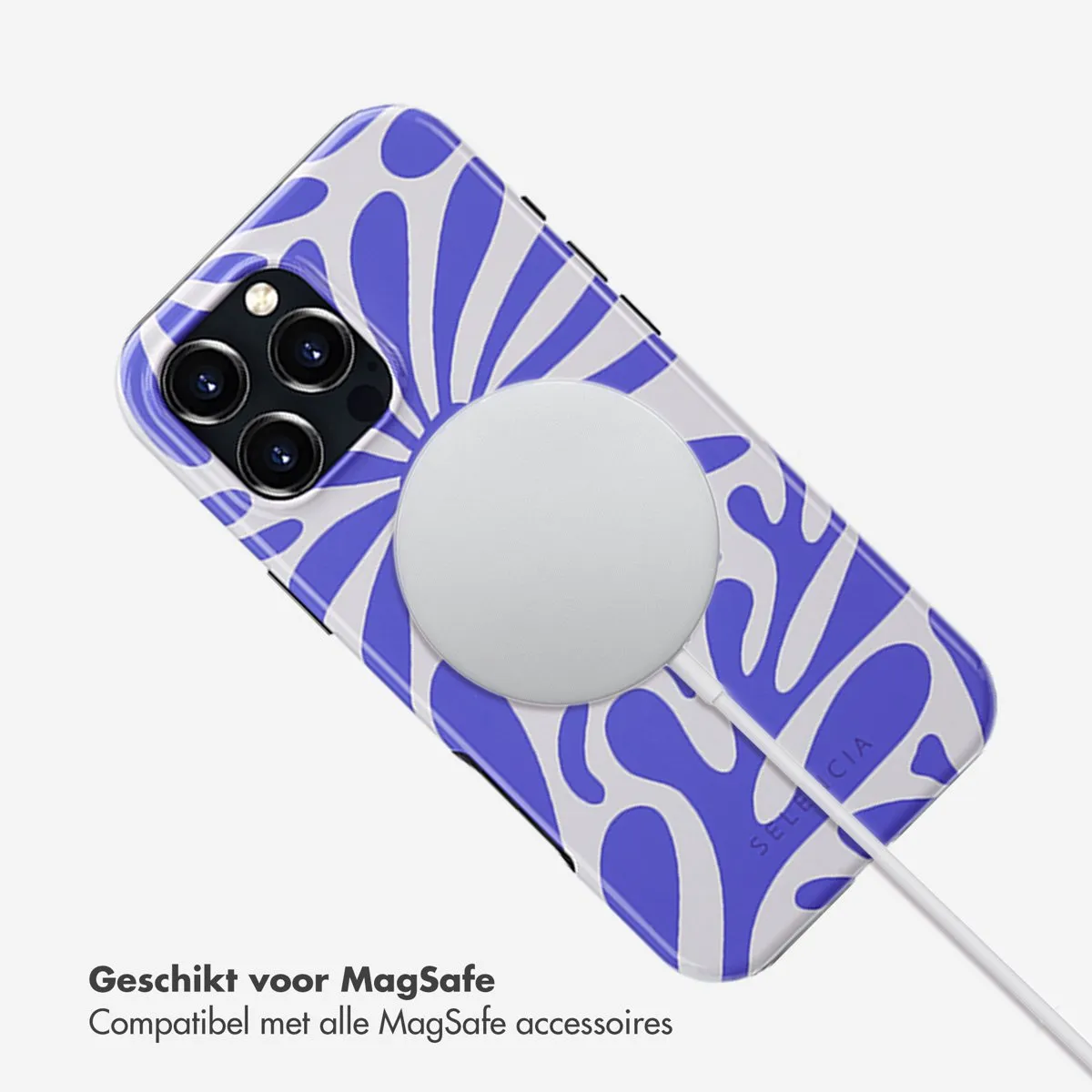 Selencia Hoesje iPhone 16 Pro Max Modern Bloom Sapphire Blue - MagSafe