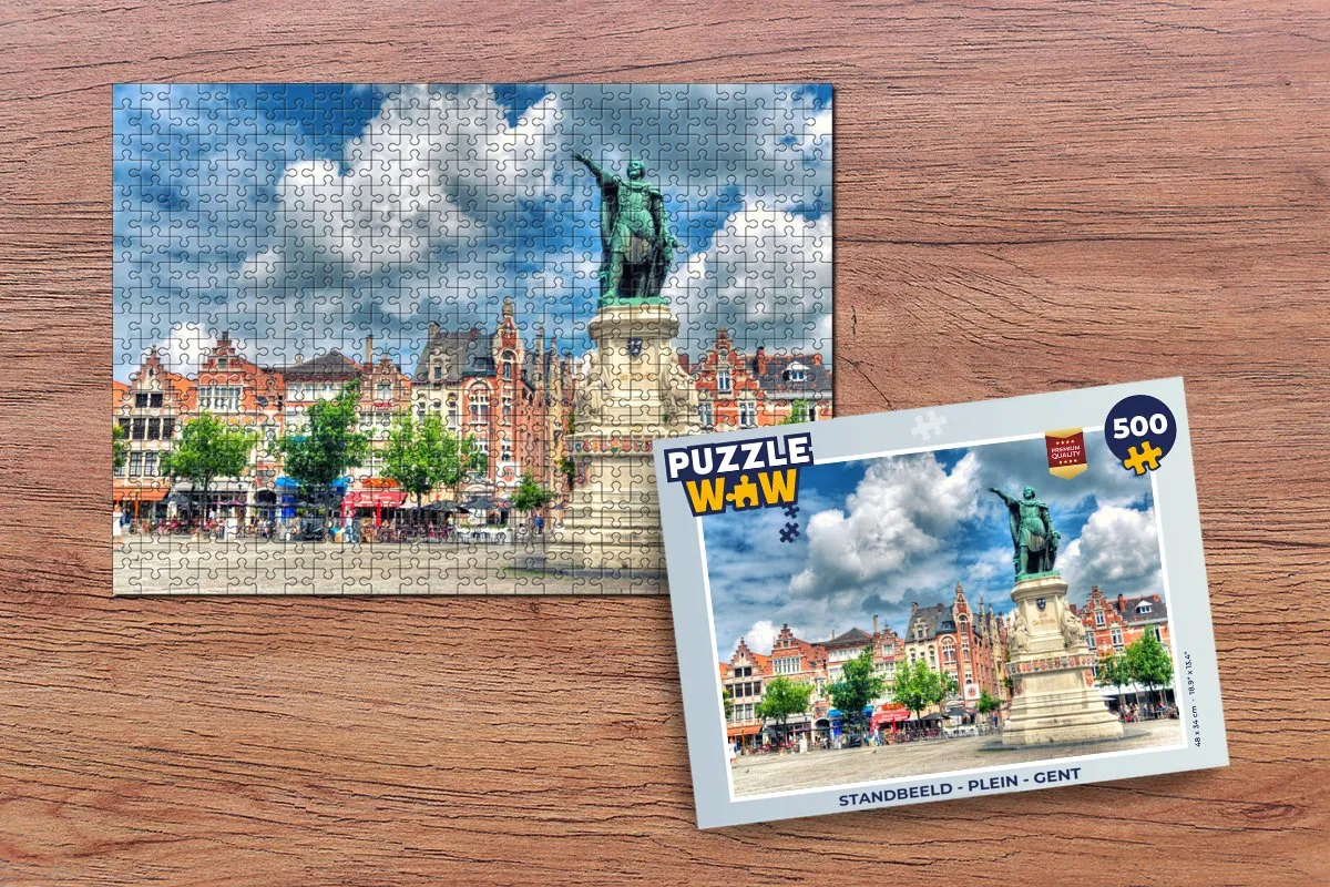 PuzzleWow Standbeeld Plein Gent Legpuzzel 500 Stuks - Multicolor