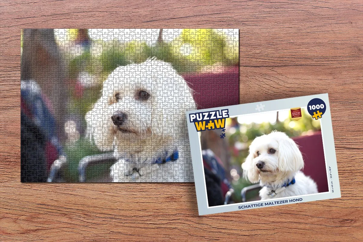 PuzzleWow Maltezer Hond Legpuzzel 1000 Stuks - Multicolor