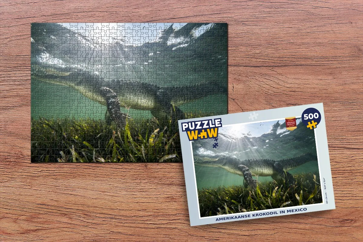PuzzleWow Reptielen Krokodil Legpuzzel 500 Stuks - Multicolor