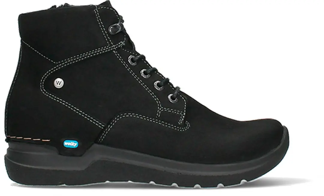 Wolky Hoge veterschoenen Whynot HV zwart nubuck