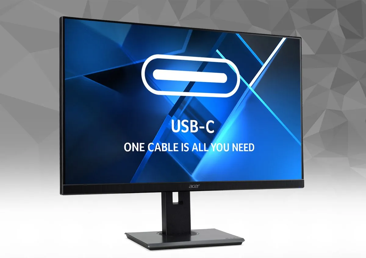 Acer B247YCbmipruzx Monitor 23.8" - IPS 4ms 250nits - HDMI/DP/USB-C - Zwart