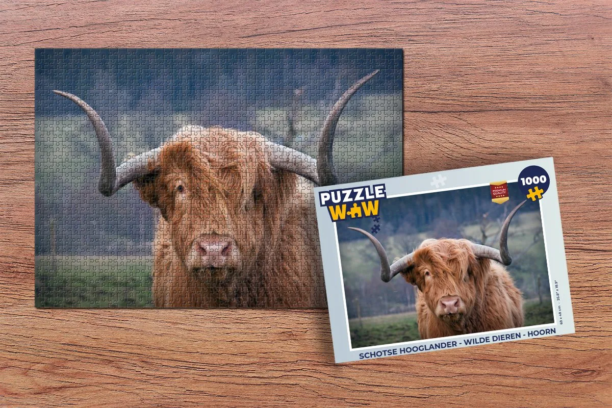 PuzzleWow Schotse Hooglander Legpuzzel 1000 Stuks - Multicolor