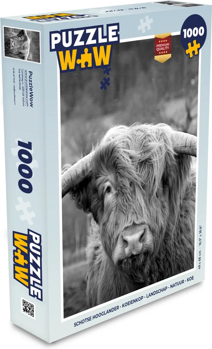PuzzleWow Schotse Hooglander Legpuzzel 1000 Stuks - Multicolor