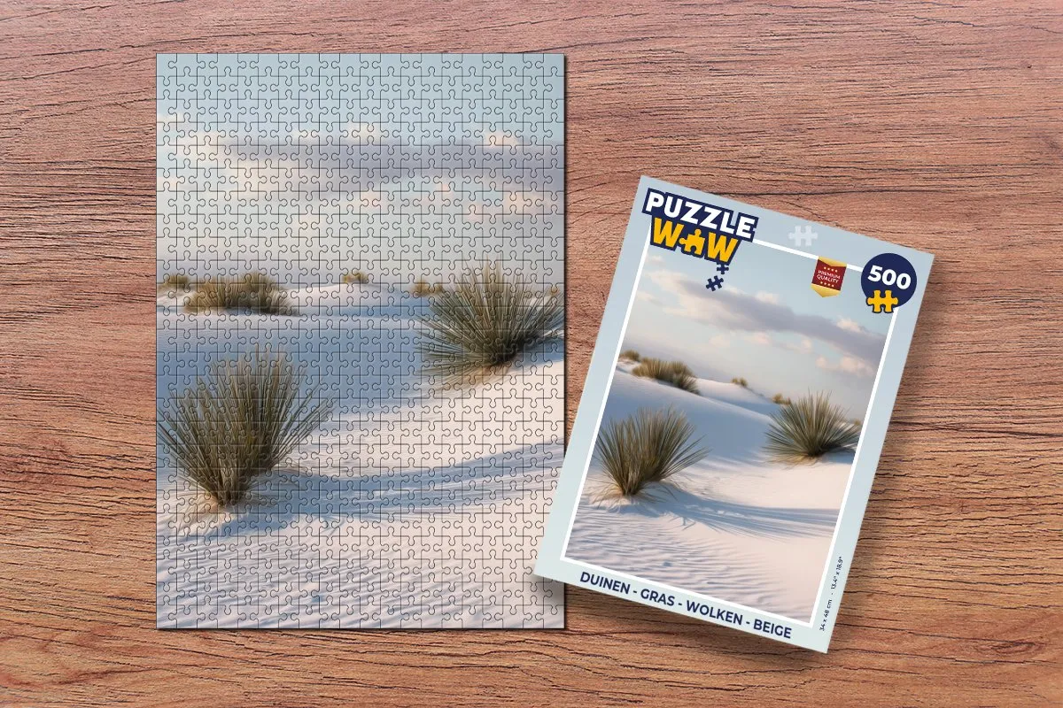 PuzzleWow Legpuzzel 500 Stuks - Duinen/Gras/Wolken Beige