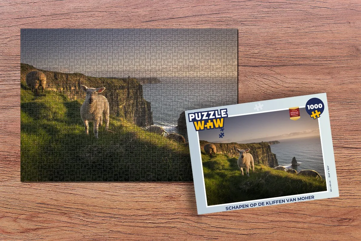 PuzzleWow Schapen op de Kliffen van Moher Legpuzzel 1000 Stuks - Multicolor