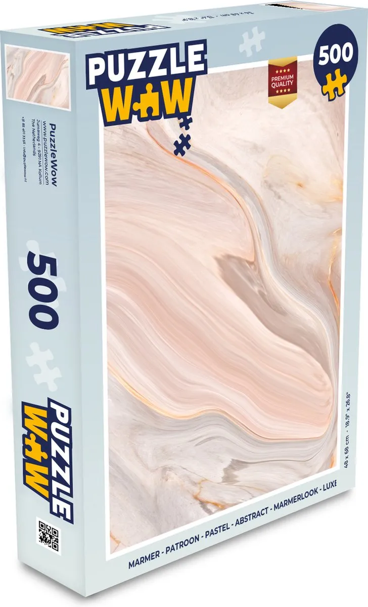 PuzzleWow Marmerlook Legpuzzel 500 Stuks - Multicolor