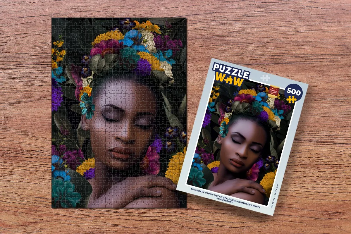 PuzzleWow Vrouw Bloemen Legpuzzel 500 Stuks - Multicolor