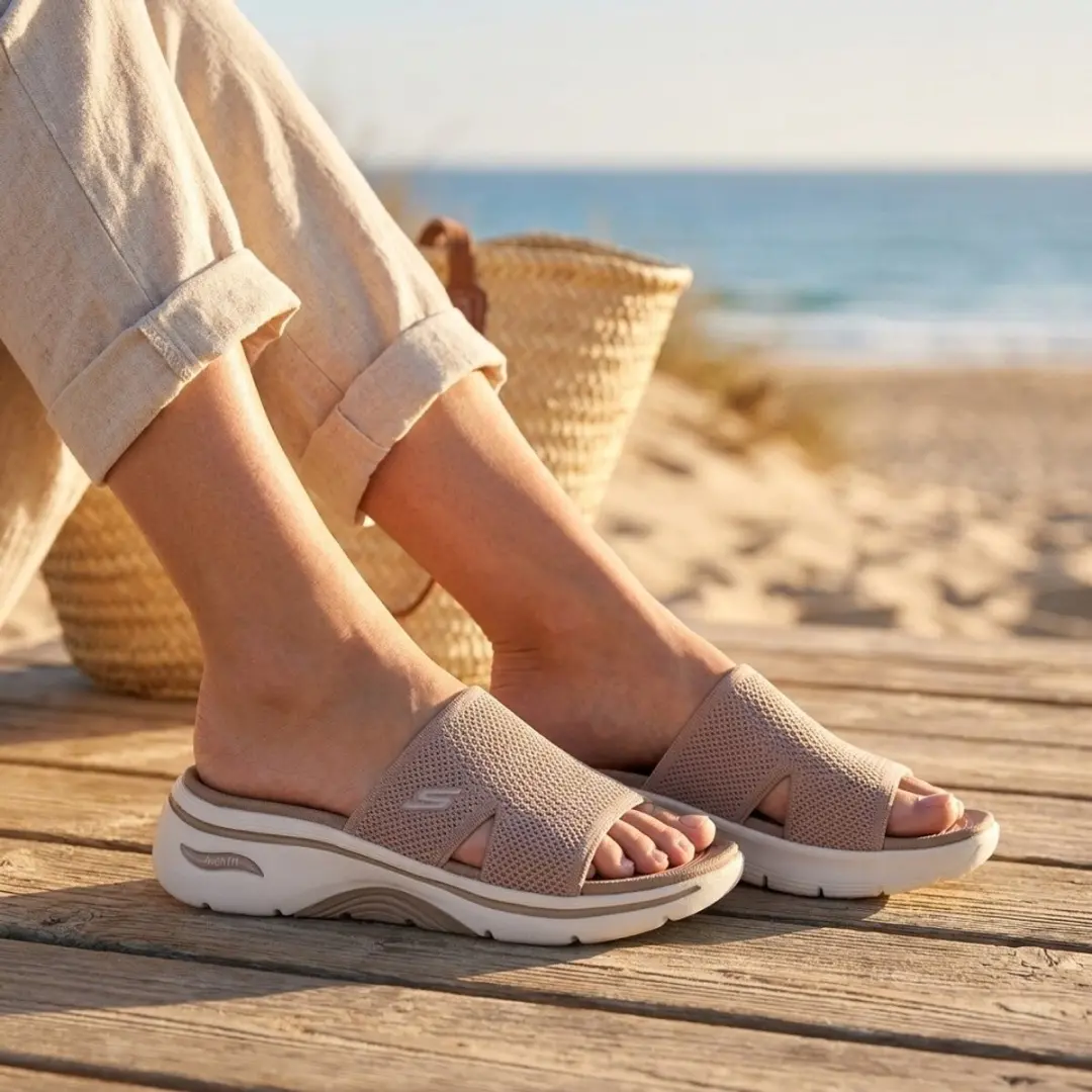 Skechers Go Walk Arch fit 2.0 Slippers beige