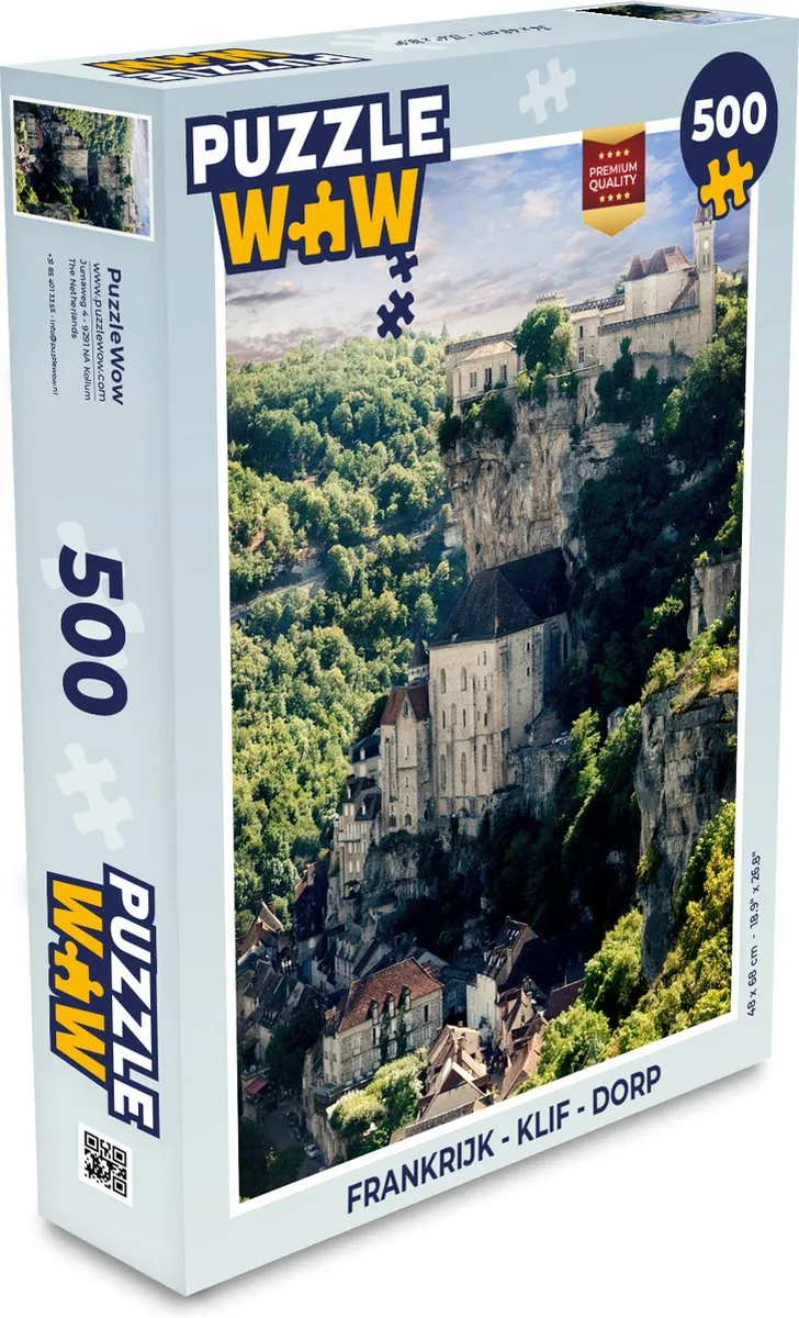PuzzleWow Frankrijk Klif Dorp Legpuzzel 500 Stuks - Multicolor