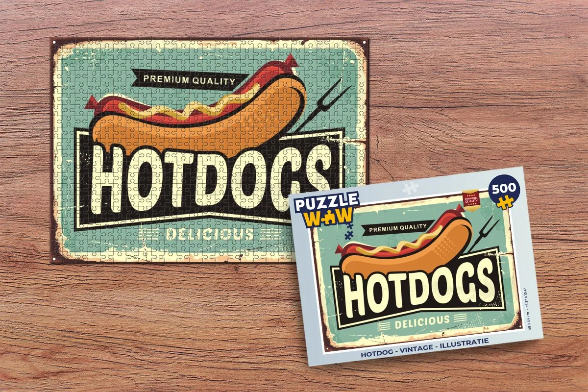 PuzzleWow Hotdog Vintage Legpuzzel 500 Stuks - Multicolor