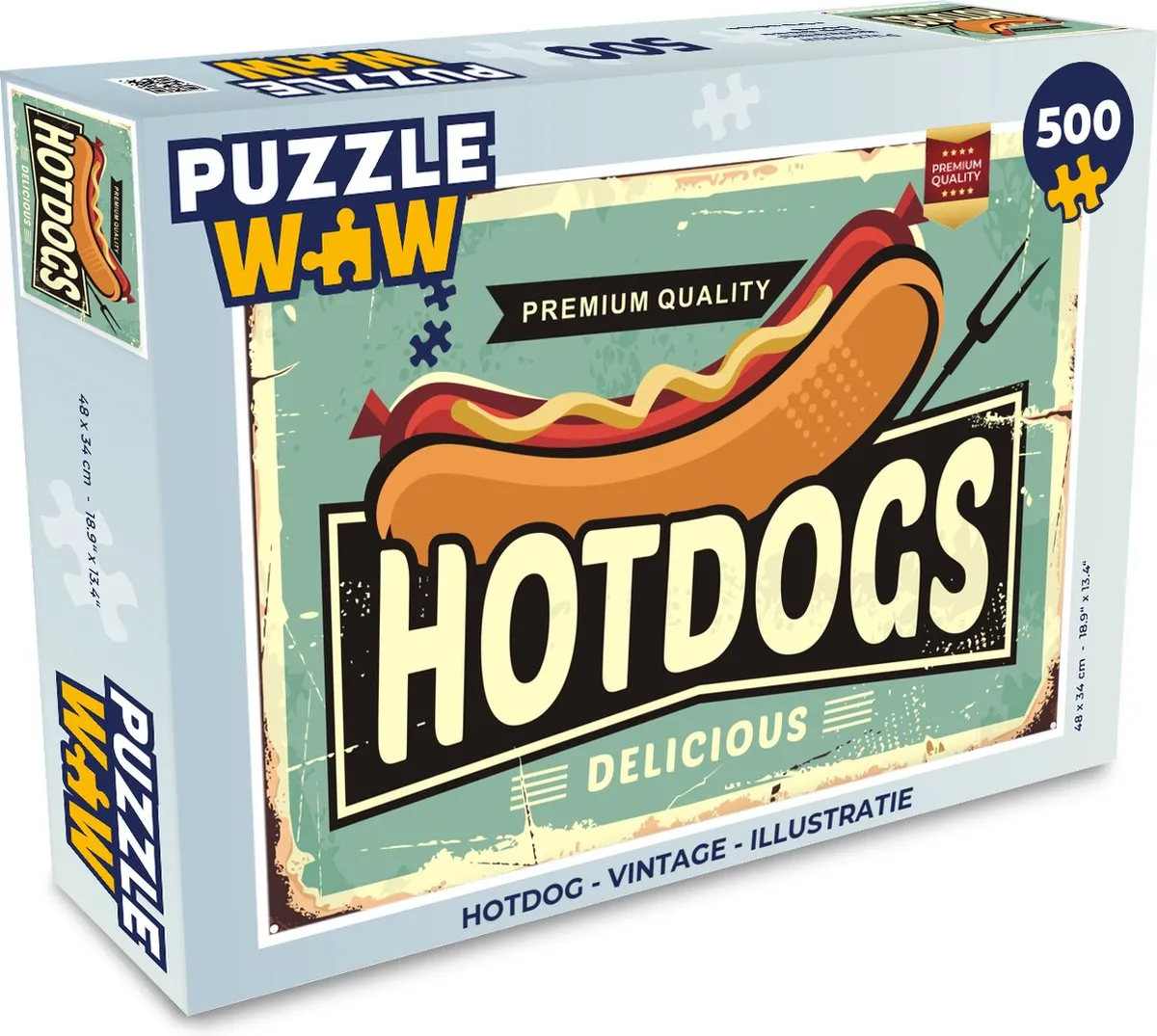 PuzzleWow Hotdog Vintage Legpuzzel 500 Stuks - Multicolor