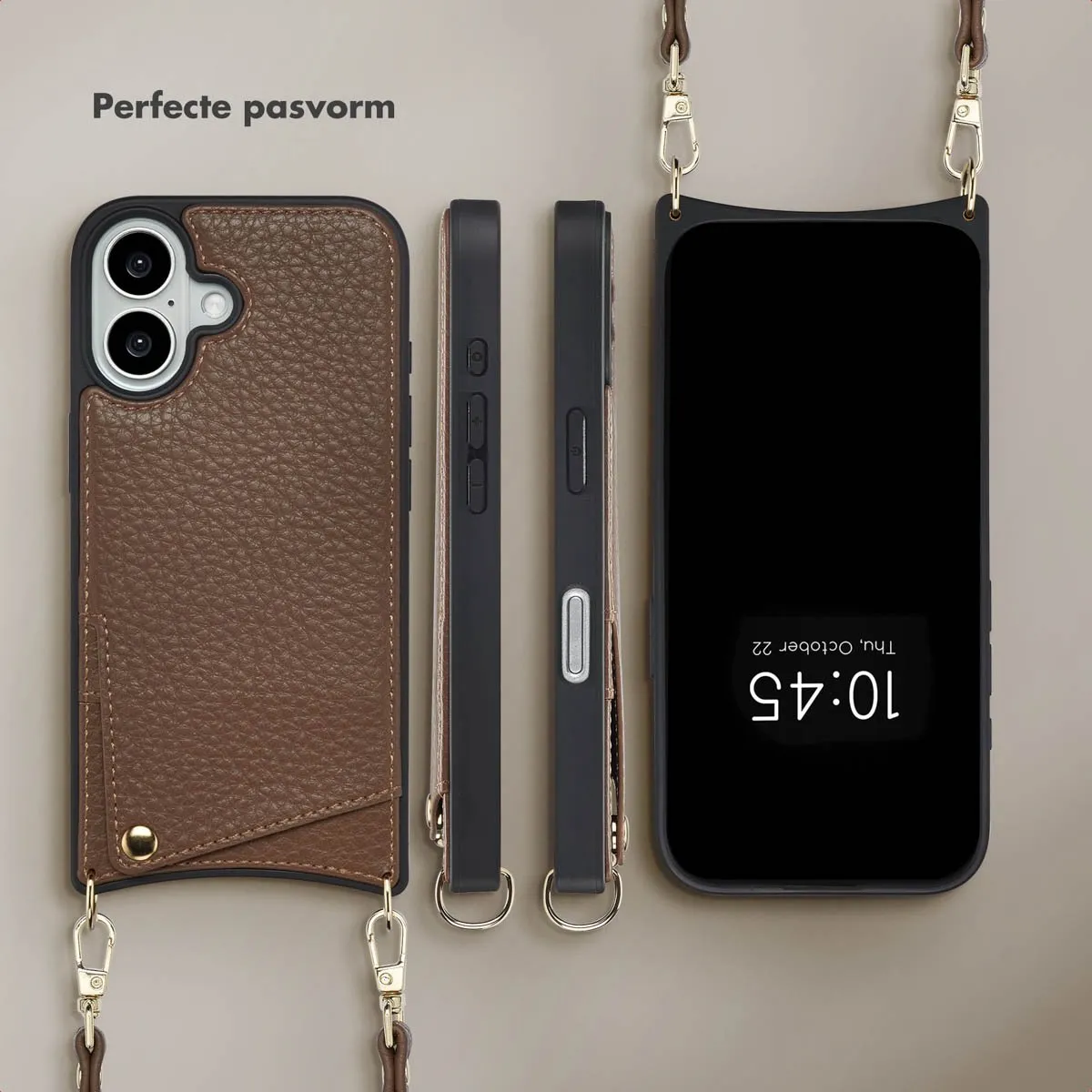 Selencia Hoesje iPhone 16 Backcover - Mocha Brown - afbeelding 6 van 6