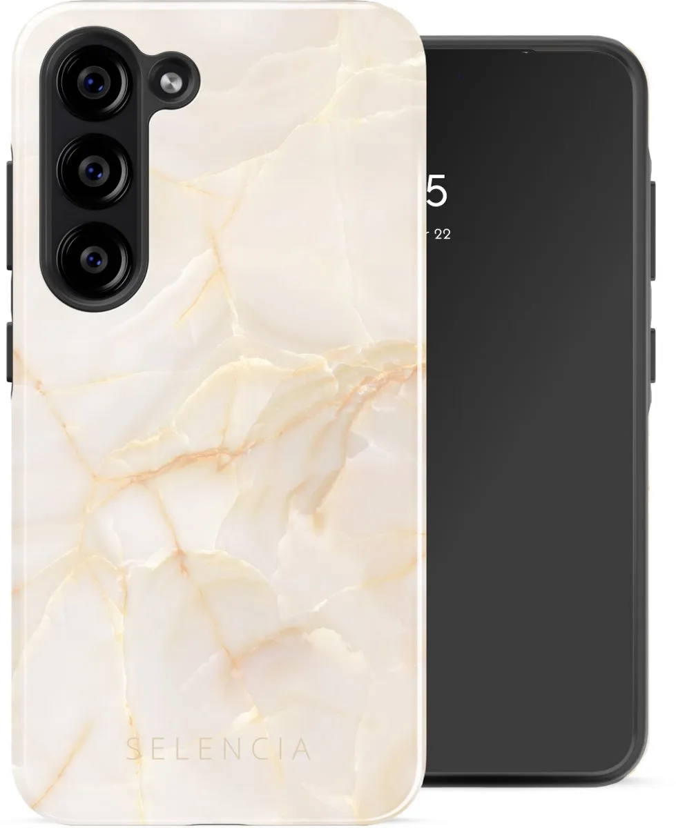 Selencia Hoesje Samsung Galaxy S23 Golden Beige Marble