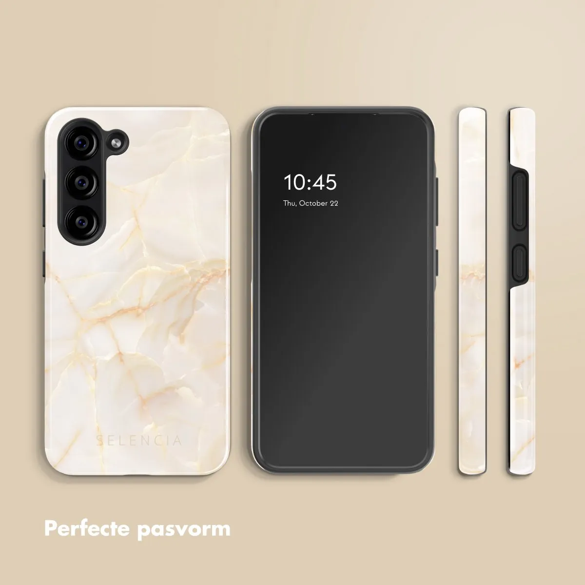 Selencia Hoesje Samsung Galaxy S23 Golden Beige Marble - afbeelding 6 van 6
