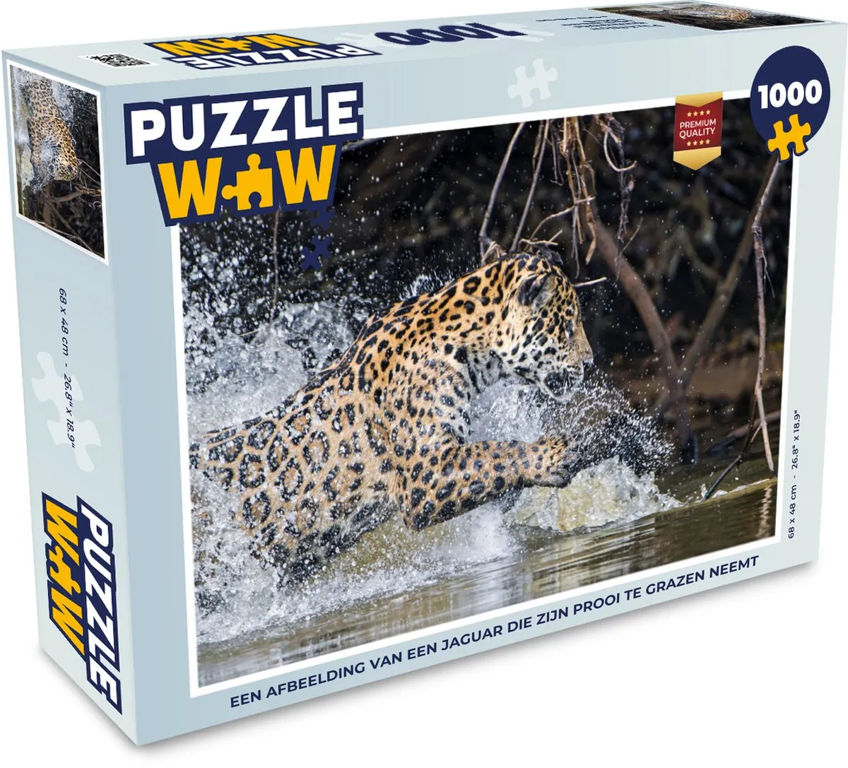 PuzzleWow Jaguar Jacht Prooi Legpuzzel 1000 Stuks - Multicolor