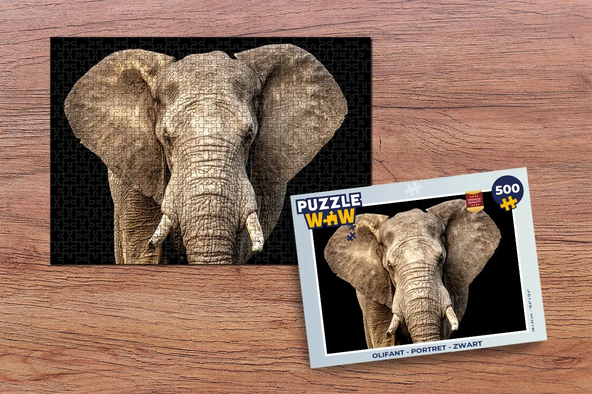 PuzzleWow Olifant Portret Legpuzzel 500 Stuks - Multicolor