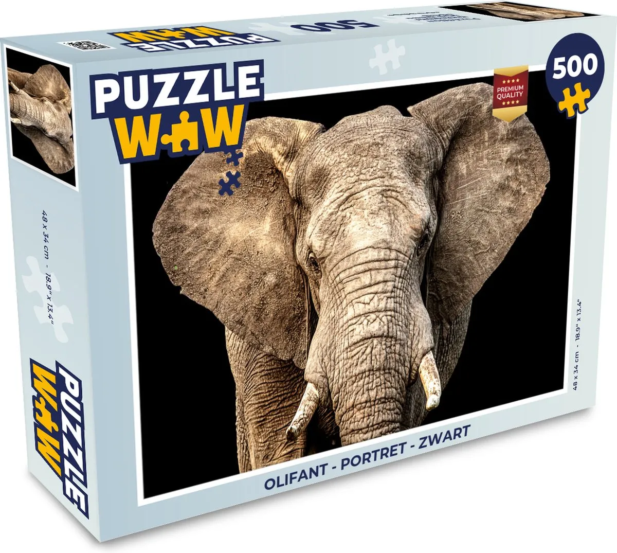 PuzzleWow Olifant Portret Legpuzzel 500 Stuks - Multicolor