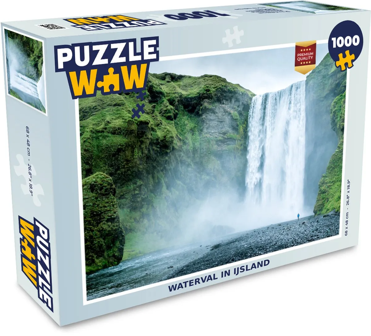 PuzzleWow Waterval IJsland Legpuzzel 1000 Stuks - Multicolor