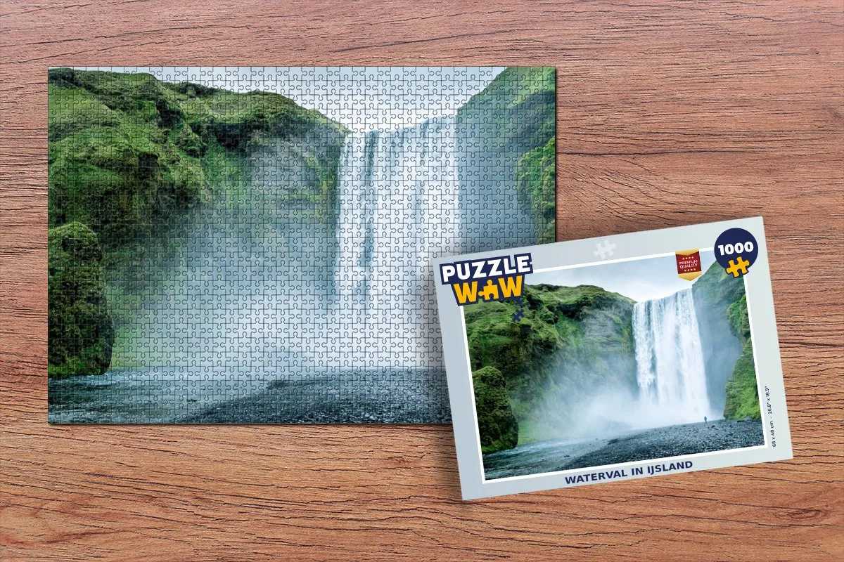 PuzzleWow Waterval IJsland Legpuzzel 1000 Stuks - Multicolor