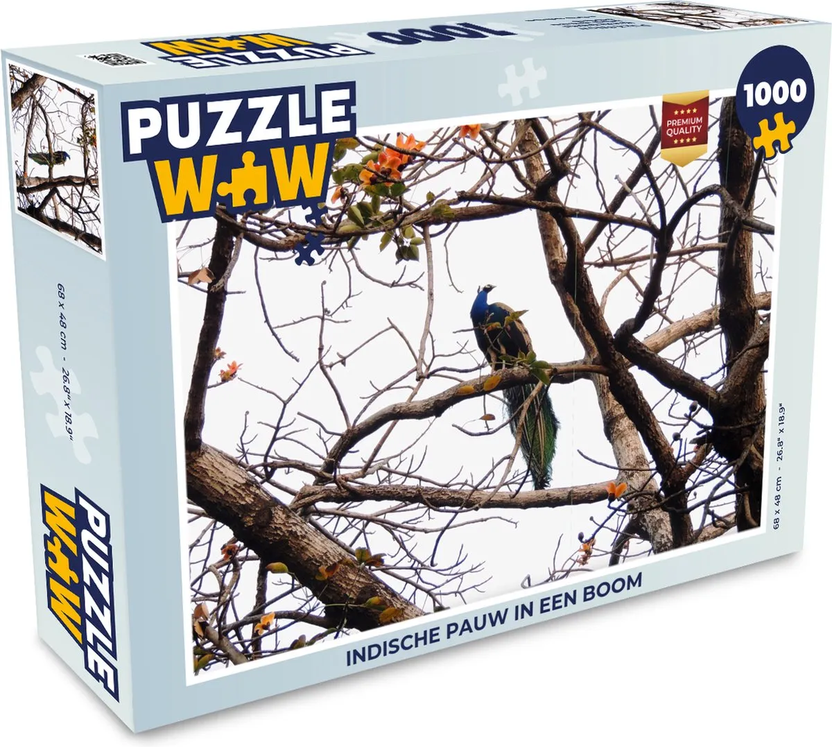 PuzzleWow Indische Pauw Boom Legpuzzel 1000 Stuks - Multicolor