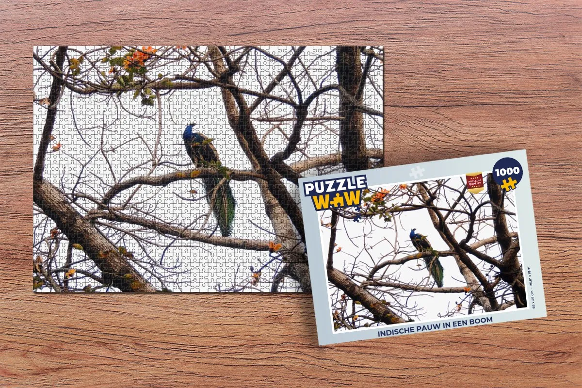PuzzleWow Indische Pauw Boom Legpuzzel 1000 Stuks - Multicolor