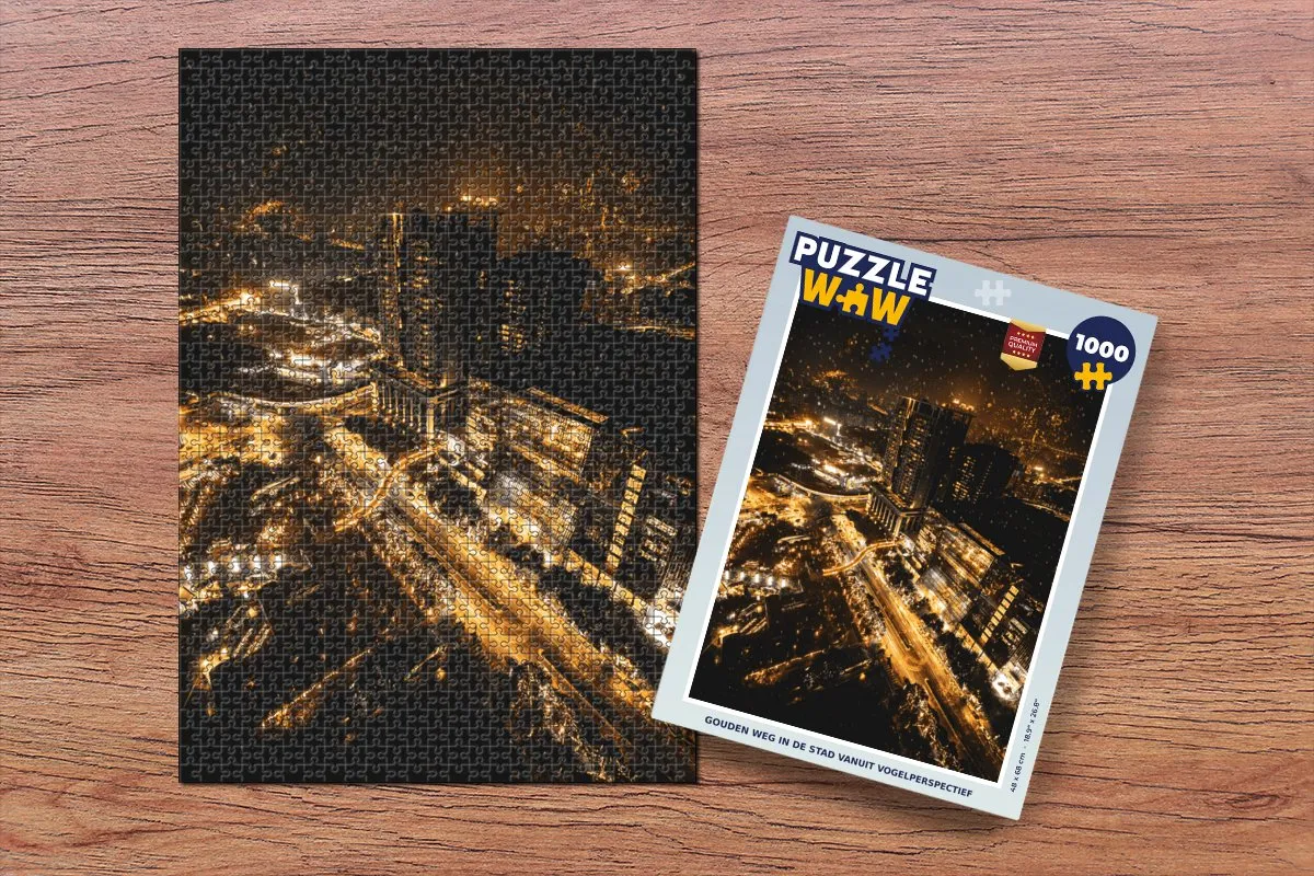 PuzzleWow Sneeuw Stad Legpuzzel 1000 Stuks - Multicolor