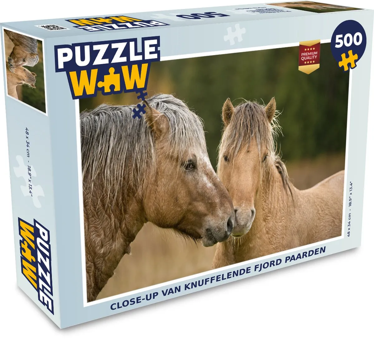 PuzzleWow Legpuzzel Close-up Fjordpaarden 500 Stuks - Multicolor