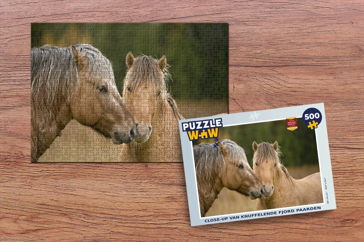 PuzzleWow Legpuzzel Close-up Fjordpaarden 500 Stuks - Multicolor