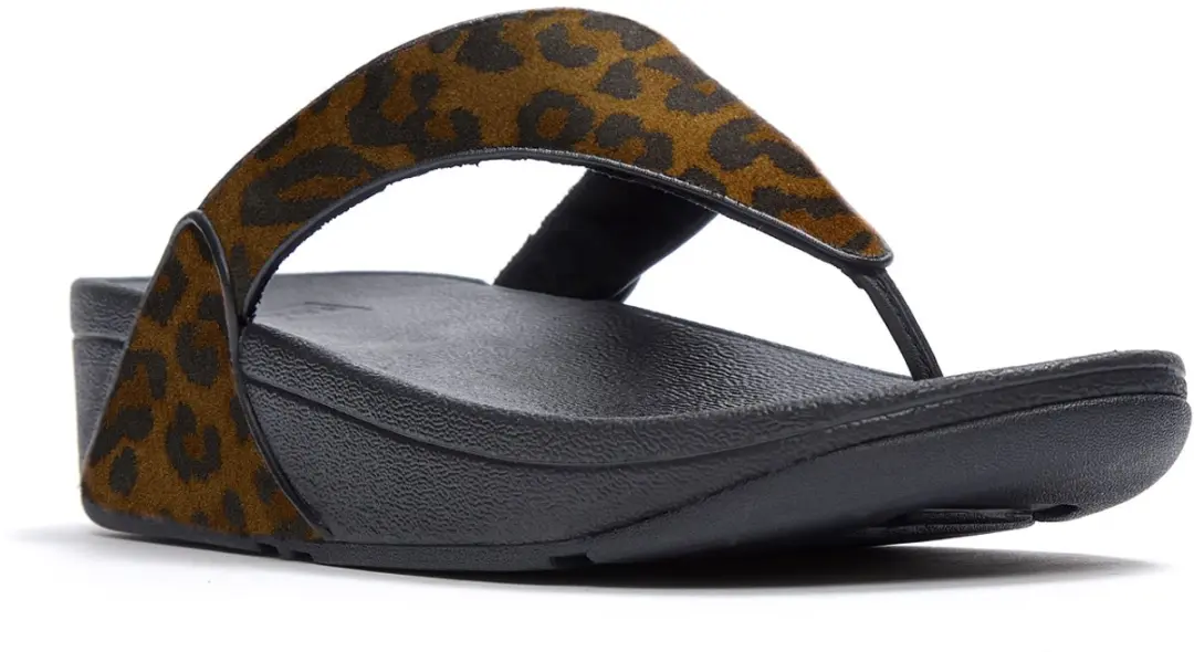 FitFlop Lulu Suede Leopard Toe-Post Sandals