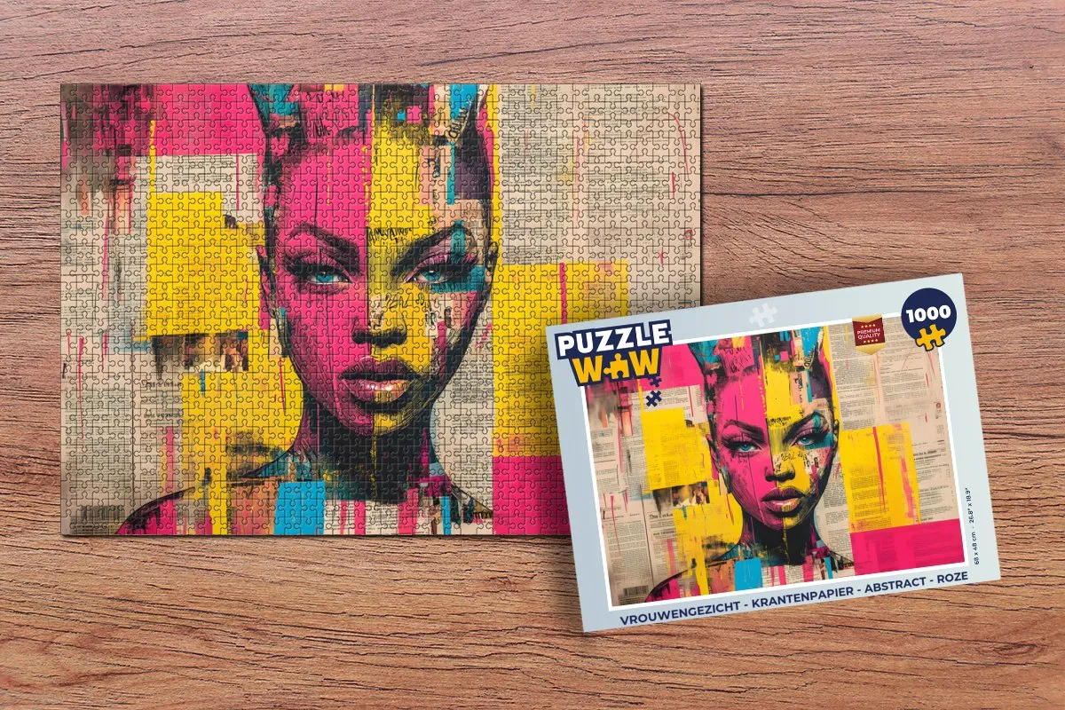 PuzzleWow Vrouwengezicht Legpuzzel 1000 Stuks - Roze