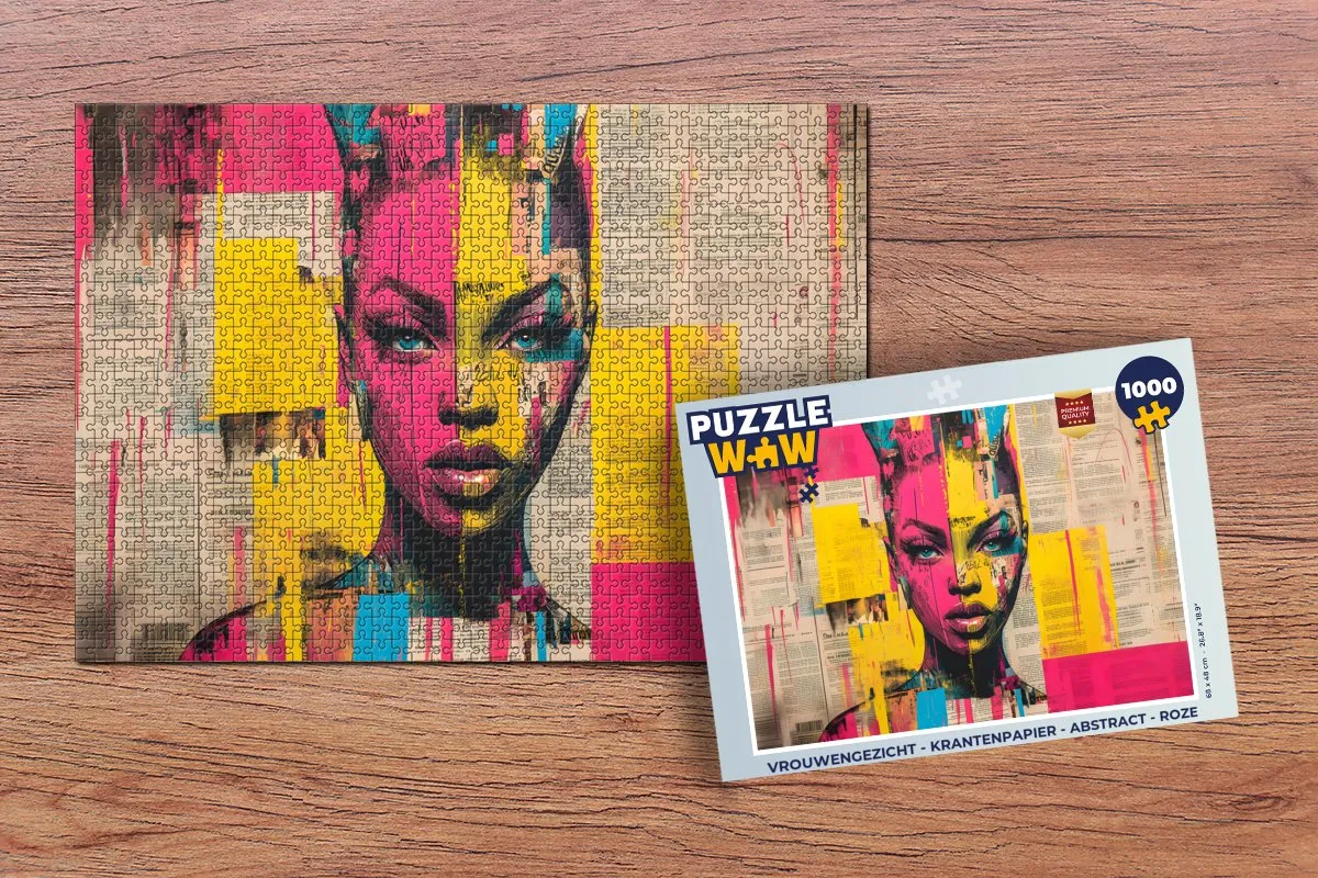 PuzzleWow Vrouwengezicht Legpuzzel 1000 Stuks - Roze