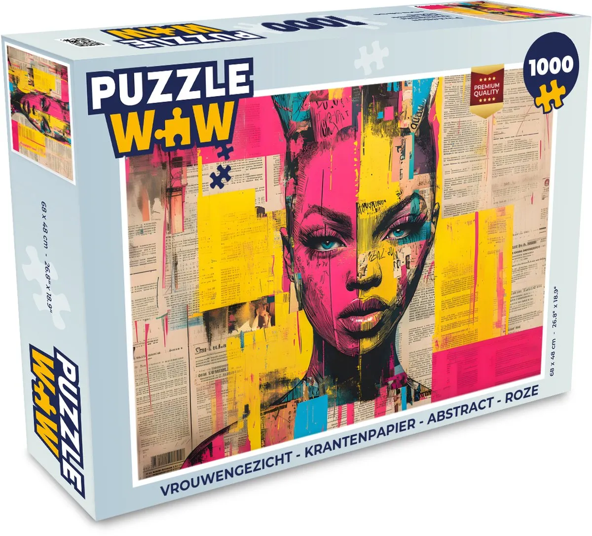 PuzzleWow Vrouwengezicht Legpuzzel 1000 Stuks - Roze