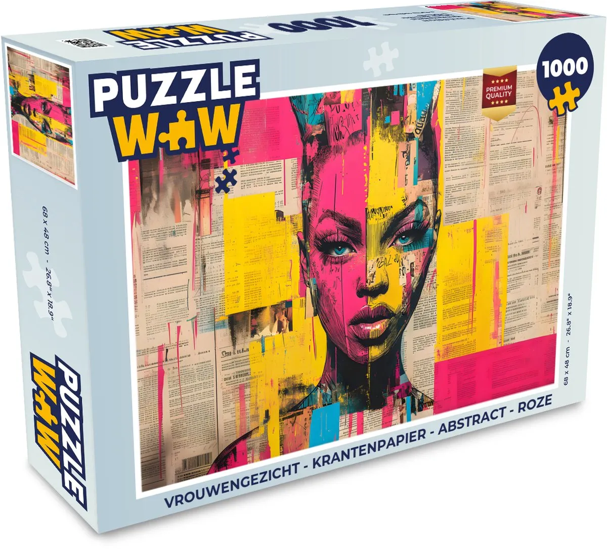 PuzzleWow Vrouwengezicht Legpuzzel 1000 Stuks - Roze