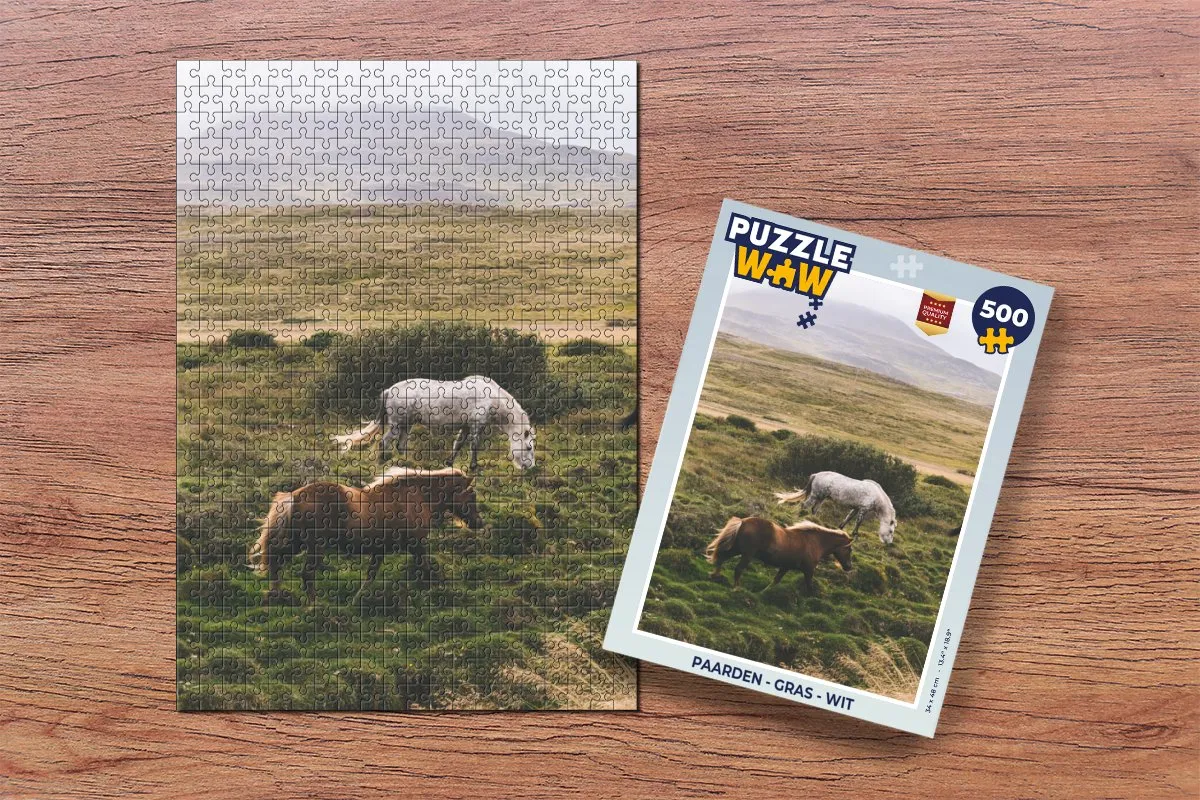 PuzzleWow Paarden Gras Legpuzzel 500 Stuks - Multicolor
