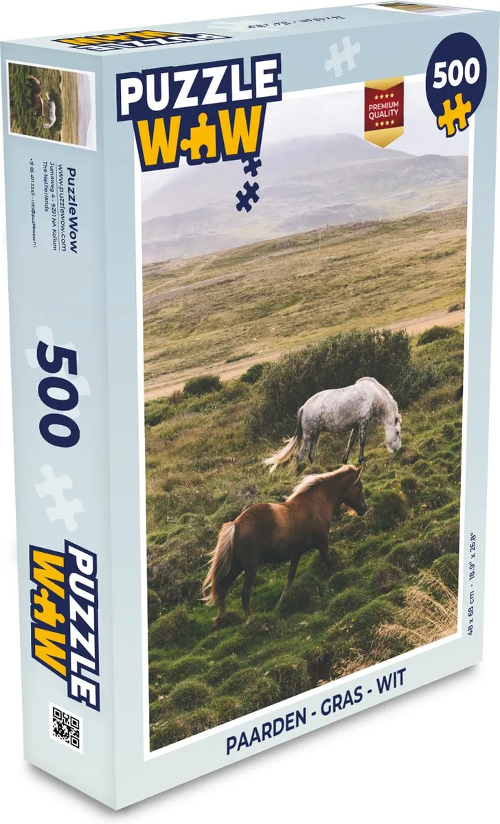 PuzzleWow Paarden Gras Legpuzzel 500 Stuks - Multicolor