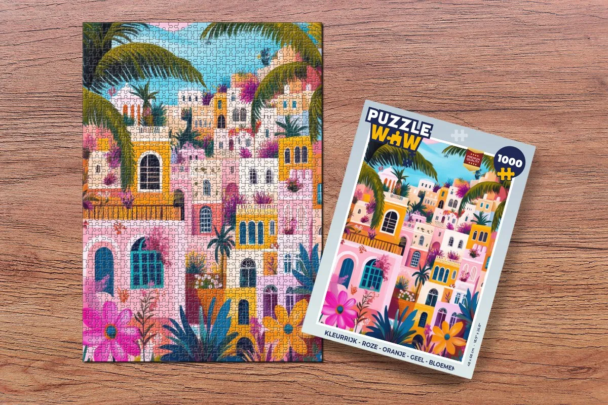 PuzzleWow Kleurrijk Bloemen Legpuzzel 1000 Stuks - Roze/Oranje/Geel