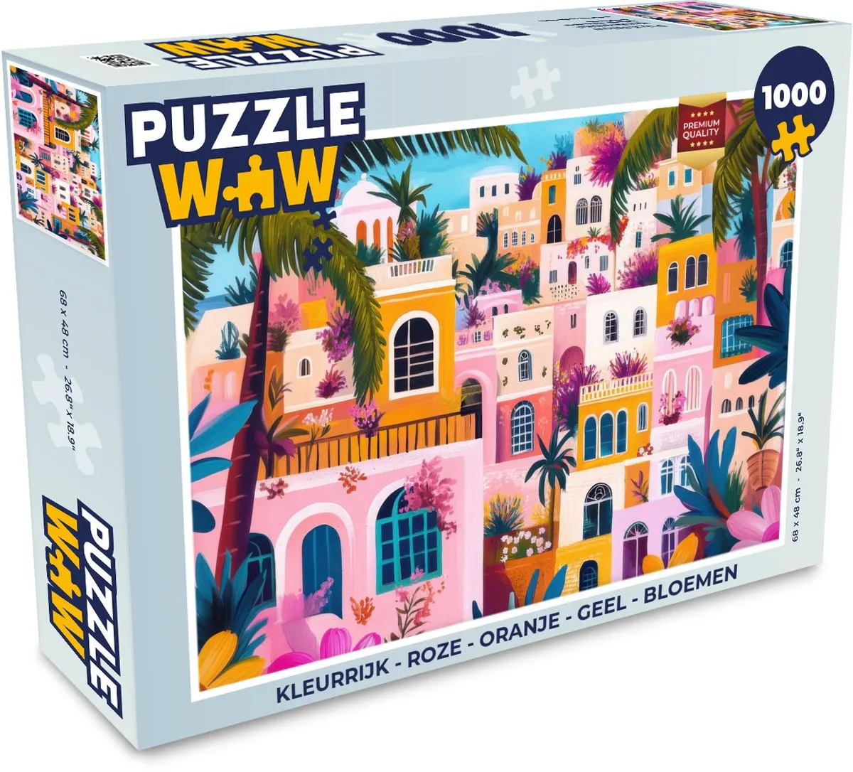 PuzzleWow Kleurrijk Bloemen Legpuzzel 1000 Stuks - Roze/Oranje/Geel