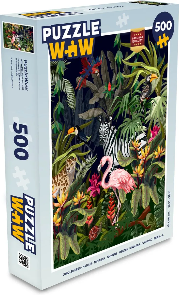 PuzzleWow Jungle Dieren Legpuzzel 500 Stuks - Multicolor
