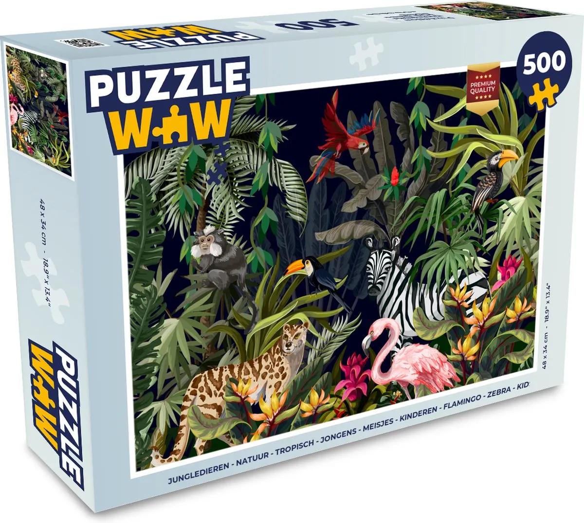 PuzzleWow Jungle Dieren Legpuzzel 500 Stuks - Multicolor