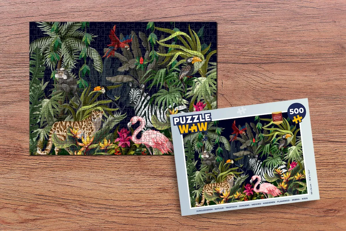 PuzzleWow Jungle Dieren Legpuzzel 500 Stuks - Multicolor