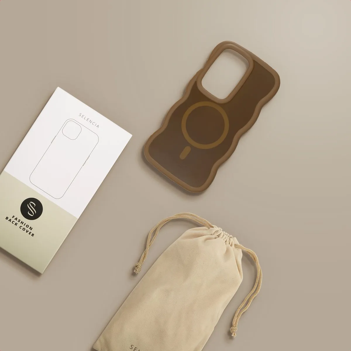 Selencia Wavy Case Samsung Galaxy S26 Ultra - Mocha Brown