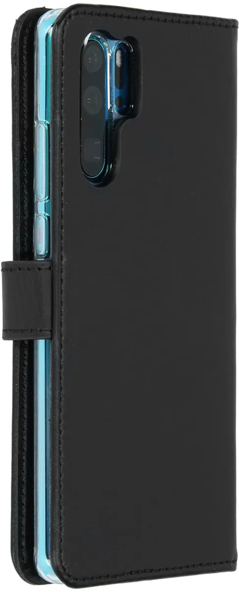Selencia Hoesje Huawei P30 Pro - Echt Lederen Bookcase 3 Stuks - Zwart