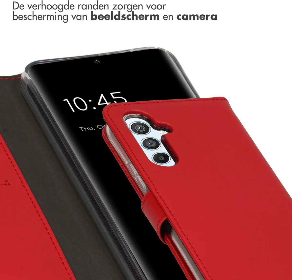 Selencia Hoesje Samsung Galaxy A54 - Echt Lederen Bookcase Rood