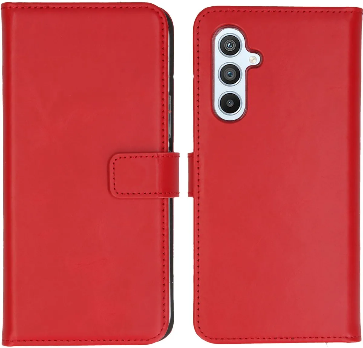 Selencia Hoesje Samsung Galaxy A54 - Echt Lederen Bookcase Rood