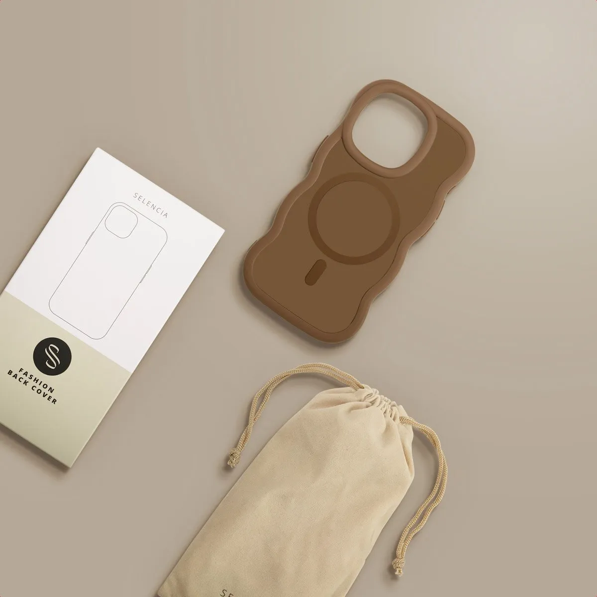 Selencia Wavy Case iPhone 15 Pro - Mocha Brown