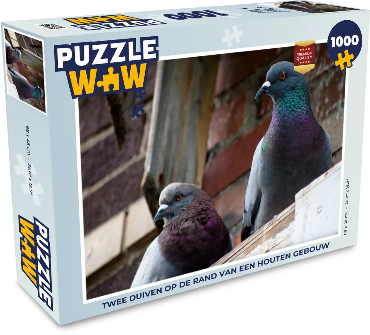 PuzzleWow Legpuzzel Twee Duiven 1000 Stuks - Multicolor