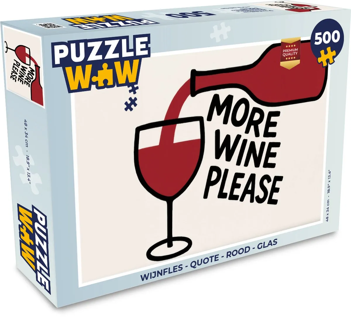 PuzzleWow Wijnfles Quote Legpuzzel 500 Stuks - Glas - Rood