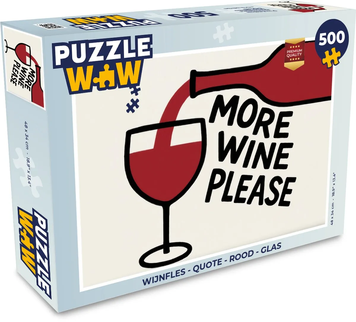 PuzzleWow Wijnfles Quote Legpuzzel 500 Stuks - Glas - Rood